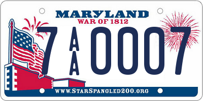 MD license plate 7AA0007