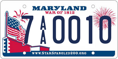 MD license plate 7AA0010