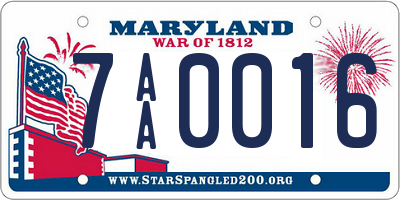 MD license plate 7AA0016