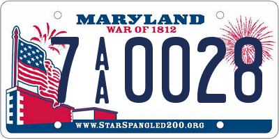 MD license plate 7AA0028