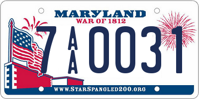 MD license plate 7AA0031