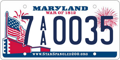 MD license plate 7AA0035