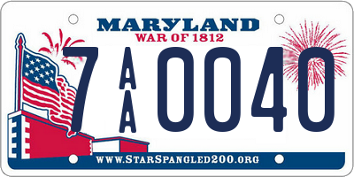 MD license plate 7AA0040