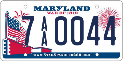 MD license plate 7AA0044