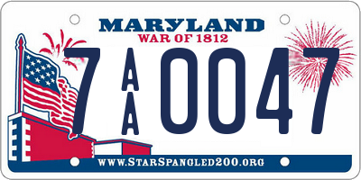 MD license plate 7AA0047