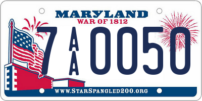 MD license plate 7AA0050