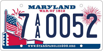 MD license plate 7AA0052