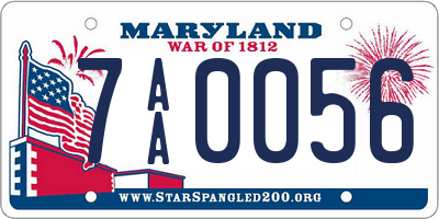 MD license plate 7AA0056