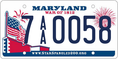 MD license plate 7AA0058