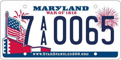 MD license plate 7AA0065