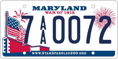 MD license plate 7AA0072