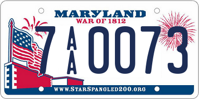 MD license plate 7AA0073