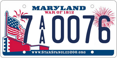 MD license plate 7AA0076
