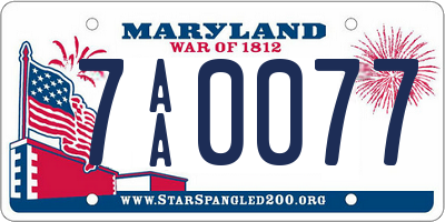 MD license plate 7AA0077