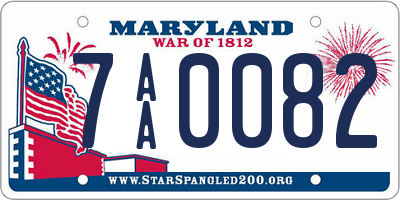 MD license plate 7AA0082