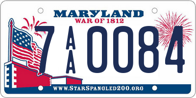 MD license plate 7AA0084