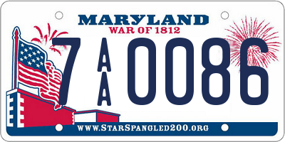 MD license plate 7AA0086