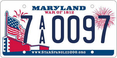MD license plate 7AA0097