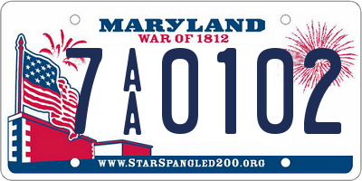MD license plate 7AA0102