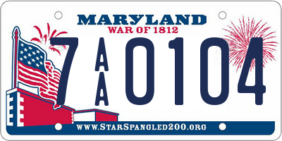 MD license plate 7AA0104