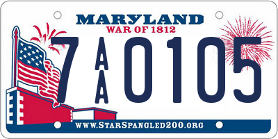 MD license plate 7AA0105