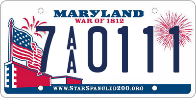 MD license plate 7AA0111