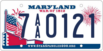 MD license plate 7AA0121