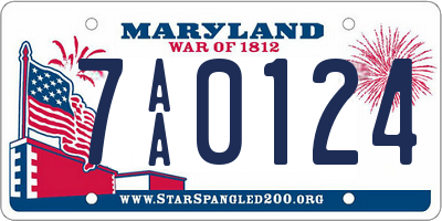 MD license plate 7AA0124