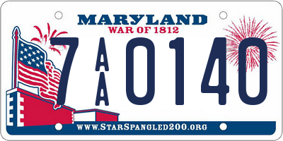 MD license plate 7AA0140