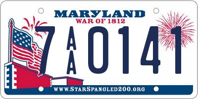 MD license plate 7AA0141