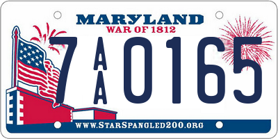 MD license plate 7AA0165