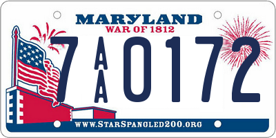 MD license plate 7AA0172