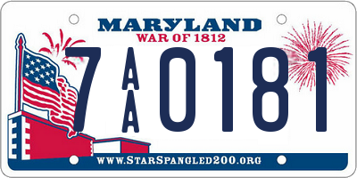 MD license plate 7AA0181