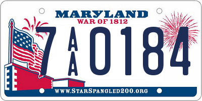 MD license plate 7AA0184