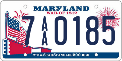 MD license plate 7AA0185