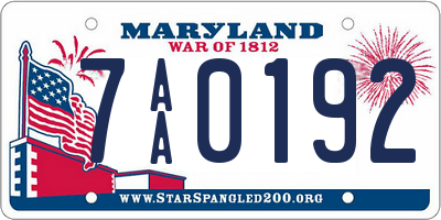 MD license plate 7AA0192