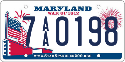 MD license plate 7AA0198