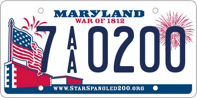 MD license plate 7AA0200