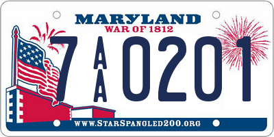 MD license plate 7AA0201