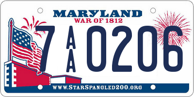 MD license plate 7AA0206