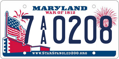 MD license plate 7AA0208