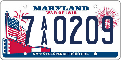 MD license plate 7AA0209