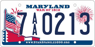 MD license plate 7AA0213