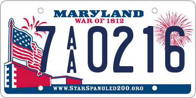 MD license plate 7AA0216
