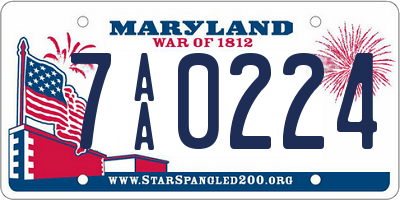 MD license plate 7AA0224