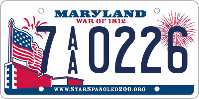 MD license plate 7AA0226