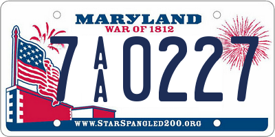 MD license plate 7AA0227