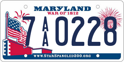 MD license plate 7AA0228