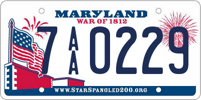 MD license plate 7AA0229