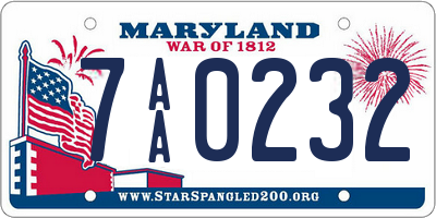 MD license plate 7AA0232